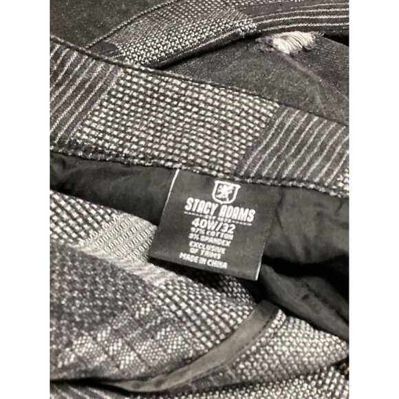 Stacy Adams Mens Avante Guard Black & Gray check Patterned Jeans 40x32 Grunge - Picture 4 of 11